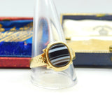 Banded Agate 14ct Yellow Gold Ring Antique Victorian c1860 Austro-Hungarian