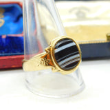 Banded Agate 14ct Yellow Gold Ring Antique Victorian c1860 Austro-Hungarian
