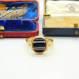 Banded Agate 14ct Yellow Gold Ring Antique Victorian c1860 Austro-Hungarian