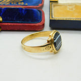 Banded Agate 14ct Yellow Gold Ring Antique Victorian c1860 Austro-Hungarian
