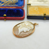 Georgian 9ct Rose Gold Carved Shell Female Classical Cameo Pendant Antique c1800