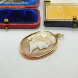 Georgian 9ct Rose Gold Carved Shell Female Classical Cameo Pendant Antique c1800