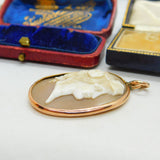 Georgian 9ct Rose Gold Carved Shell Female Classical Cameo Pendant Antique c1800