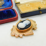 Georgian 15ct Gold Black Enamel High Relief Cameo Mourning Pendant Antique c1820