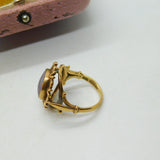 9ct Yellow Gold & Derbyshire Blue John Dress Ring Vintage 1973 Birmingham