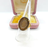 Early Carved Citrine Intaglio Set In 9ct Gold Dress Ring Assayed 1961 Birmingham
