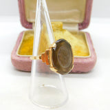 Early Carved Citrine Intaglio Set In 9ct Gold Dress Ring Assayed 1961 Birmingham