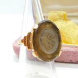 Early Carved Citrine Intaglio Set In 9ct Gold Dress Ring Assayed 1961 Birmingham