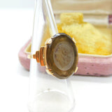 Early Carved Citrine Intaglio Set In 9ct Gold Dress Ring Assayed 1961 Birmingham