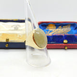 9ct Yellow Gold & Large Cabochon Jade Signet Ring Vintage 1967 London