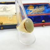 9ct Yellow Gold & Large Cabochon Jade Signet Ring Vintage 1967 London