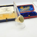 9ct Yellow Gold & Large Cabochon Jade Signet Ring Vintage 1967 London