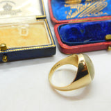 9ct Yellow Gold & Large Cabochon Jade Signet Ring Vintage 1967 London