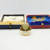 9ct Yellow Gold & Large Cabochon Jade Signet Ring Vintage 1967 London