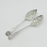 George III Pair of Sterling Silver Pierced Berry Spoons Antique 1804 London
