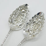 George III Pair of Sterling Silver Pierced Berry Spoons Antique 1804 London