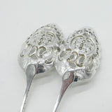 George III Pair of Sterling Silver Pierced Berry Spoons Antique 1804 London