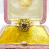 14ct Yellow Gold, Diamond Paste & Cat's Eye Band Ring Vintage c1960