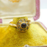 14ct Yellow Gold, Diamond Paste & Cat's Eye Band Ring Vintage c1960