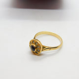14ct Yellow Gold, Diamond Paste & Cat's Eye Band Ring Vintage c1960