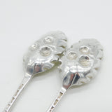 George III Sterling Silver Berry Pattern Dessert Spoon Pair Antique 1758 London