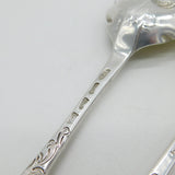 George III Sterling Silver Berry Pattern Dessert Spoon Pair Antique 1758 London