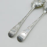 George III Sterling Silver Berry Pattern Dessert Spoon Pair Antique 1758 London