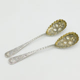 George III Sterling Silver Berry Pattern Dessert Spoon Pair Antique 1792 London