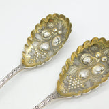 George III Sterling Silver Berry Pattern Dessert Spoon Pair Antique 1792 London