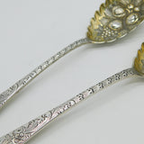 George III Sterling Silver Berry Pattern Dessert Spoon Pair Antique 1792 London