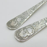 George III Sterling Silver Berry Pattern Dessert Spoon Pair Antique 1792 London