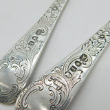George III Sterling Silver Berry Pattern Dessert Spoon Pair Antique 1792 London
