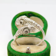Sterling Silver Roman Style Rams Head Crossover Ring Vintage c1960