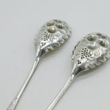 George III Sterling Silver Berry Pattern Dessert Spoon Pair Antique 1792 London