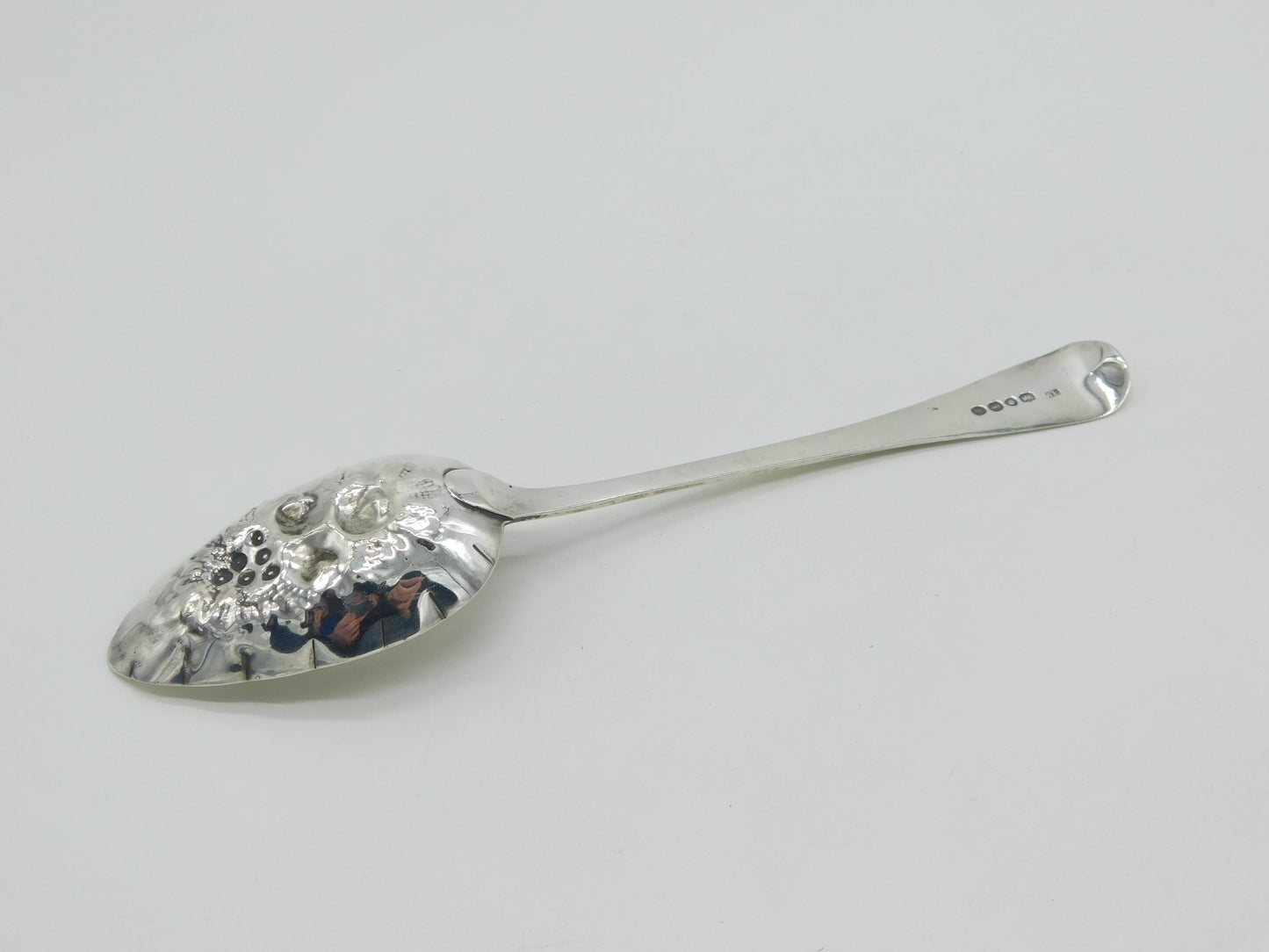 George IV Sterling Silver Berry Pattern Dessert Serving Spoon Antique 1821 London
