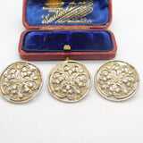 Set of Three Victorian Sterling Silver Art Nouveau Buttons 1900 Birmingham
