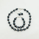 Sterling Silver Banded Agate 3-Part Jewellery Suite Necklace, Bracelet, Earrings c1970