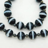 Sterling Silver Banded Agate 3-Part Jewellery Suite Necklace, Bracelet, Earrings c1970