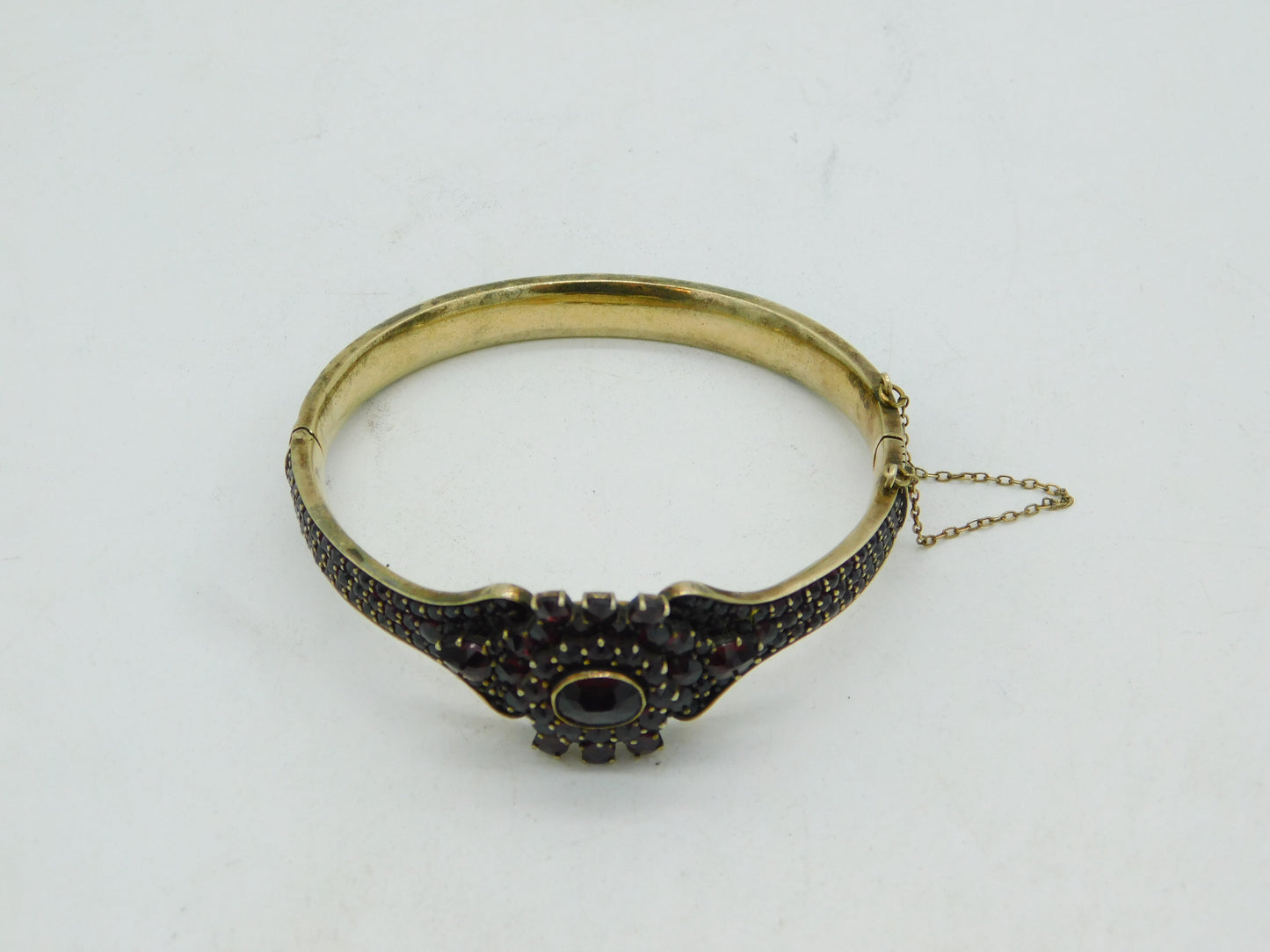 19th Century Austro-Hungarian 8ct Gold Bohemian Garnet Set Bangle Antique c1860