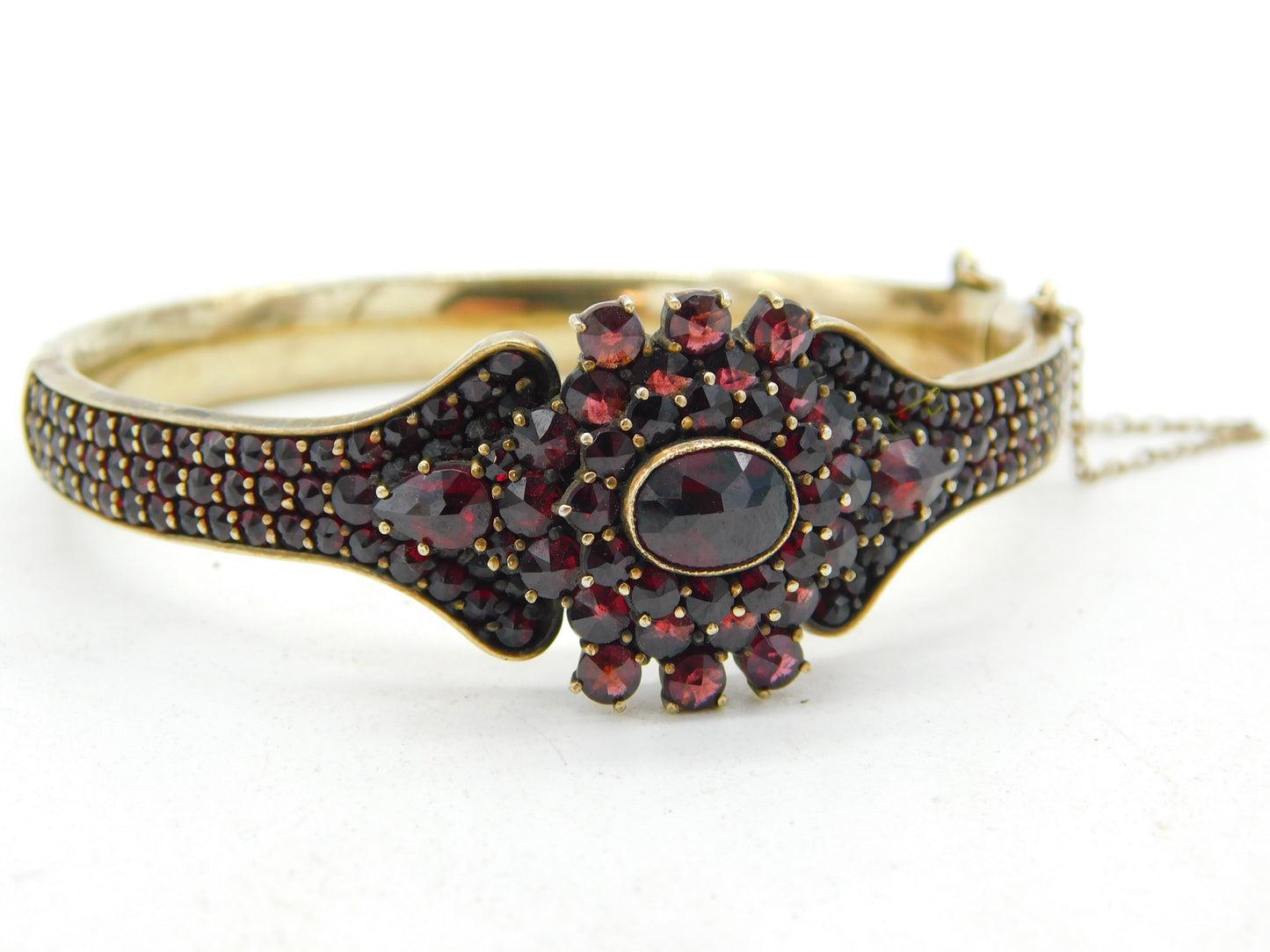 19th Century Austro-Hungarian 8ct Gold Bohemian Garnet Set Bangle Antique c1860
