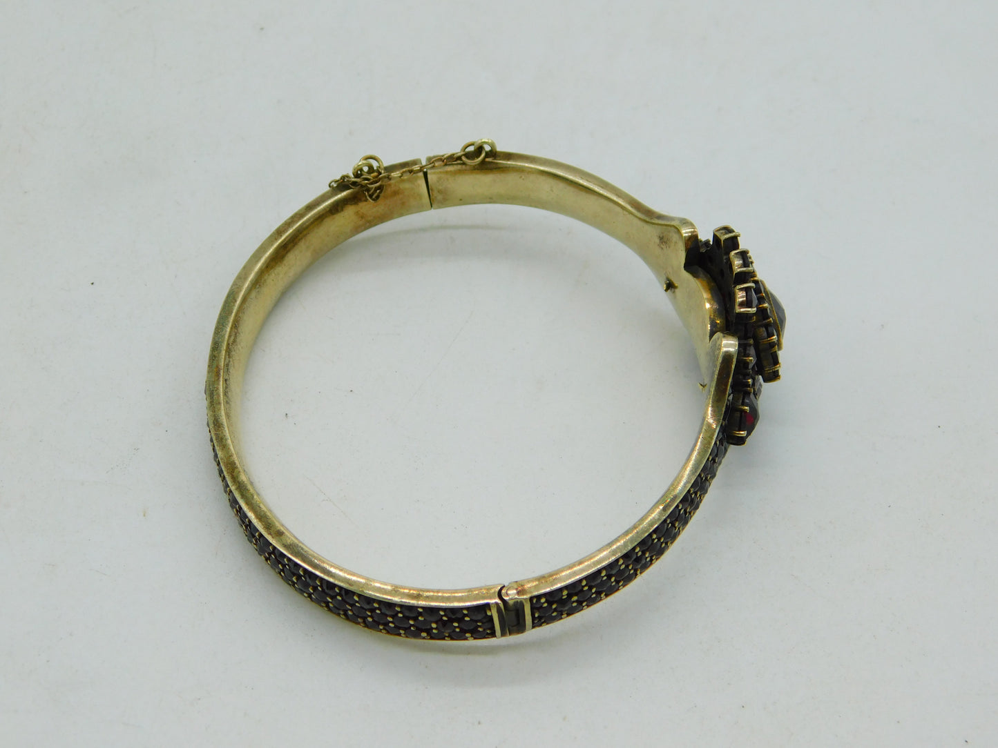 19th Century Austro-Hungarian 8ct Gold Bohemian Garnet Set Bangle Antique c1860