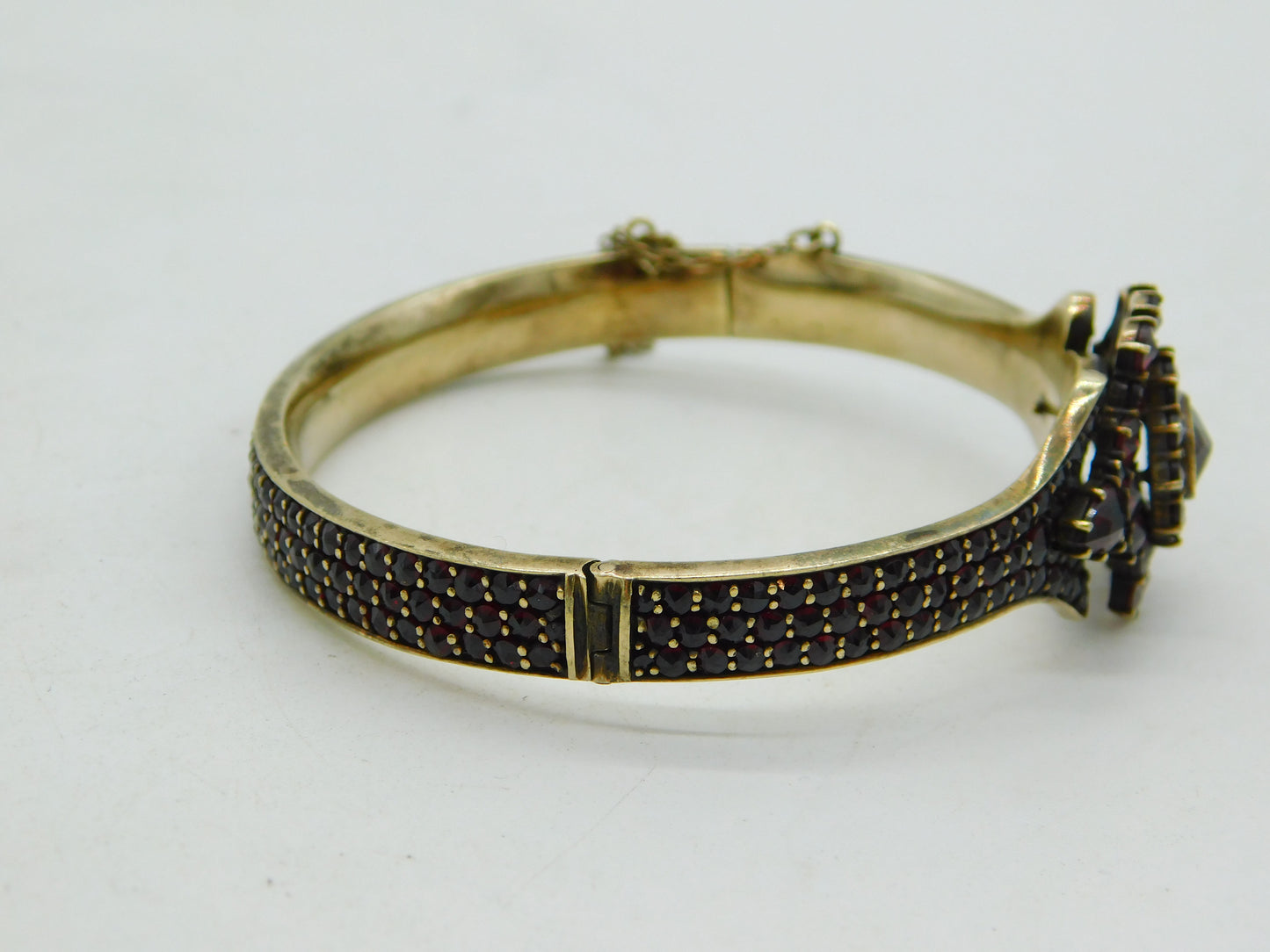 19th Century Austro-Hungarian 8ct Gold Bohemian Garnet Set Bangle Antique c1860
