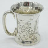 Sterling SIlver Floral Pattern Christening Cup Antique 1922 Birmingham Art Deco