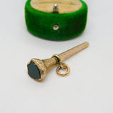 Victorian 9ct Yellow Gold Shield Cut Bloodstone Watch Key Fob Antique c1860