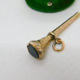 Victorian 9ct Yellow Gold Shield Cut Bloodstone Watch Key Fob Antique c1860