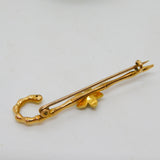 Edwardian 9ct Gold & Pearl Shepards Crook Floral Brooch Antique c1910