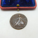 King George II Half Penny Coin 1734 Fine-Very Fine Antique Early Georgian