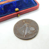 King George II Half Penny Coin 1734 Fine-Very Fine Antique Early Georgian