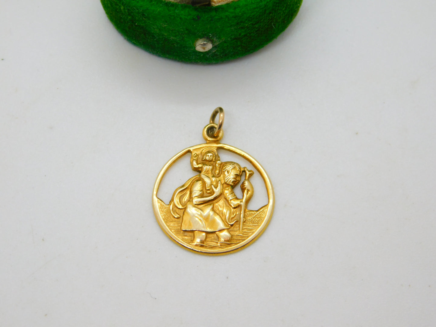 Charles Horner Ltd. 9ct Yellow Gold St Christopher Pendant Vintage 1968