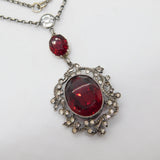 Victorian Austrial Sterling Silver Garnet & Paste Floral Dress Necklace Antique